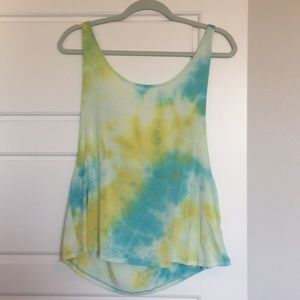 Blue and yellow tie dye tank top